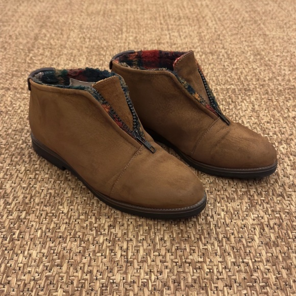 Vintage Hush Puppies Suede Plaid Sherpa Lined Ankle Boots with Zipper - Picture 14 of 14